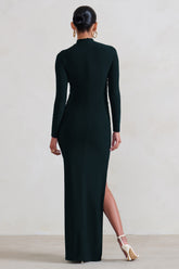 Black Maternity Long Sleeve High Neck Maxi Dress